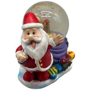 Vintage Christmas Santa Claus Snow Globe Figurine With Teddy Bear & Gifts READ